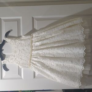 Girls white lace all over puffy dress